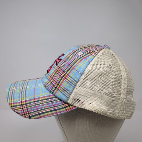 Cross Bling Snapback Trucker Hat Multicolor One Size Adjustable Mesh Back Plaid - Picture 3 of 9